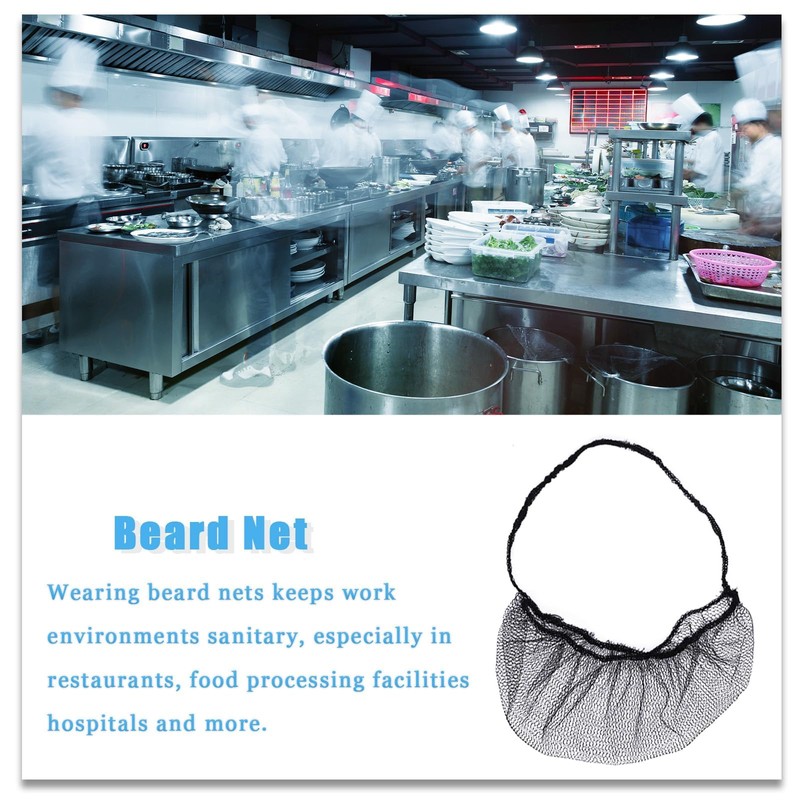 LIYANHU Beard Nets, 100Pcs Comfortable Protective Beard Nets Catering Black
