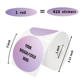 Yeachlaing 3 Inch Purple Round Thermal Sticker Labels, Self-Adhesive Circle Direct Thermal Labels, Multi-Purpose Roll Sticker Labels for DIY Logo Design, QR Code, Name Tag（ 410 Labels,1 Roll）