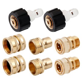 Yakamoz 8 Pack Pressure Washer Adapter Set, M22 Swivel to 3/8'' Quick Connect, 3/4" to Quick Release, Quick Disconnect Kit Suitable for Pressure Cleaning Machine kit