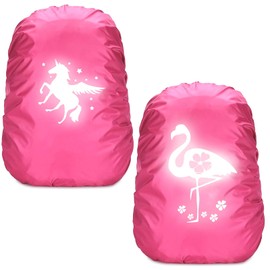 School Bag Rain Cover, Rain Cover Backpack, Rain Protection School Bag, Backpack Cover, Reflective, Rain Cover, School Bag, Step by Step, Backpack Cover Reflective for Boys and Girls, Unicorn Flamingo