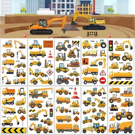 Tattoo Children's Boys, Excavator Tattoo Sticker Set, 10 Sheets, Skin-Friendly Construction Vehicle, Children's Tattoos with Construction Site, Car, Construction Site Vehicles, Children's Tattoo,