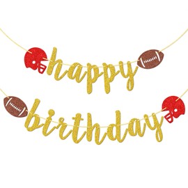 Football Happy Birthday Banner, Sports Happy Birthday Banner, Football Birthday Banner, Touchdown Banner, Sports Banner, Football Birthday Party Decorations, Gold Glitter