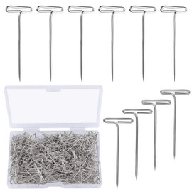 AIEX 500pcs 1 Inch Wig t-Pins, Metal Jewelry t Pins, Wig Pins with plastic box, T Pins for Wig Head Crafts Sewing Jewelry (Silver)