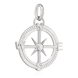 NKlaus 14161 Compass Round Pendant 17 mm 925 Silver Sky Direction Silver Pendant Shiny, Sterling Silver