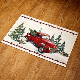 Vintage Country Red Pick Up Truck Rug - Kitchen and Home Entryway Decoration