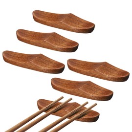 uxcell 6pcs Wood Chopstick Rest, Multipurpose Chopstick Stand Holder Knife Rest for Countertop Holding Chopsticks, Spoons, Forks, Knife, Tabletop Decoration, Brown