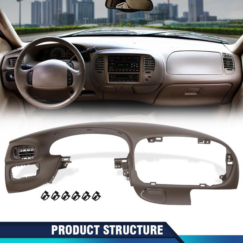 PIT66 Center Front Brown Dash Pad Bezel Cover Compatible with