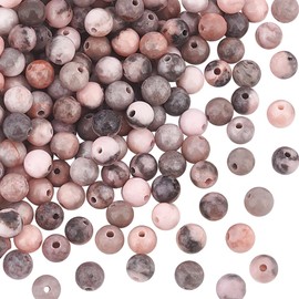 OLYCRAFT 186pcs 4 mm Natural Pink Zebra Beads Striped Jade Beads Round Loose Gemstone Beads 2 Strand Energy Stone Beads for Bracelets Natural Stone Beads for Bracelet Necklace Jewellery Making