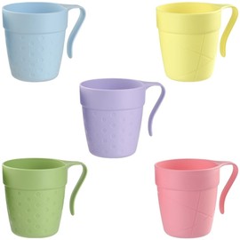 Engelland - Pack of 5 Drinking Cups with Handle, Plastic Cups, Children's Cups, Coffee Cups, Colourful Mix, BPA-Free, 0.33 Litres