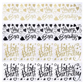 WANDIC 16PCS Happy Birthday Stickers for Balloons, Gold&Black Birthday Decals Letter Stickers for Celebration Birthday Decorative Party Supplies Decor