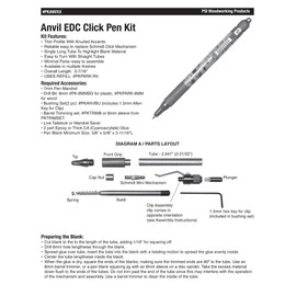 Penn State Industries PKANVBKAL Anvil EDC Click Ballpoint Pen Kit Woodturning Project (1, Black Anodized Aluminum)