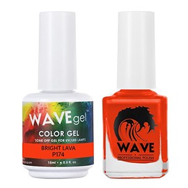 WAVEGEL Soak-Off Gel & Nail Lacquer Matching Duo Set - Simplicity Collection - #P174 Bright Lava I 0.5 Oz