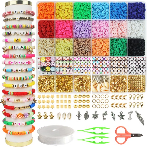 Hbnlai 5300 Clay Beads Bracelet Making Kit, Friendship Bracelet Kits