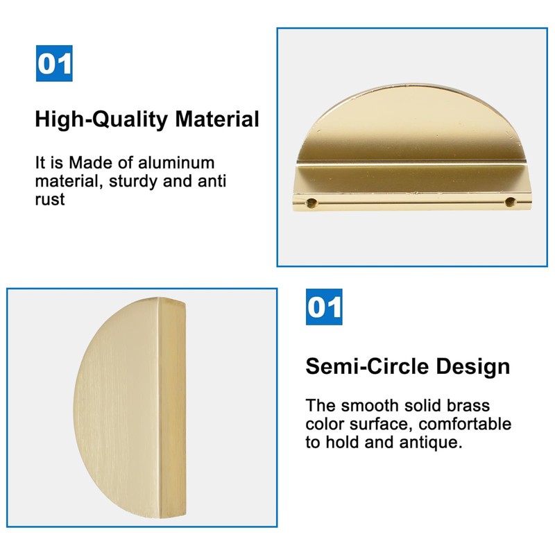 INCREWAY 8PCS Half Moon Drawer Pulls Surface Brushed Aluminum Alloy