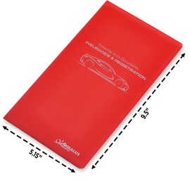 Andalus Auto Registration & Insurance Card Holder Pack of 1, Waterproof Essential Car Registration Holder with Hook & Velcro Closure, Perfect for Every Vehicles Glove Boxes (Red - 9.5" x 5.15")