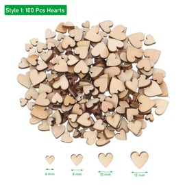 200 pcs Wooden Hearts Wooden Star Craft Accessories Wooden Embellishments Blank Wood Star Slices Christmas Wooden Shapes,for Wedding Crafting Party DIY Crafts Table Scatter Scrapbook (Two Shapes)