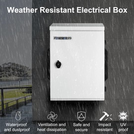 Outdoor Electrical Box, Cold-Rolled Steel Plate, Aluminum Alloy Back Beam, One-Piece Ventilation Design, IP65 Waterproof, Wall/Pole Mounted (15.7" x 11.8" x 5.9")