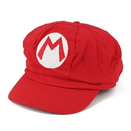Armycrew Mario Luigi Wario Waluigi Fire Mario Embroidered Costume Newsboy Hat - Mario Red