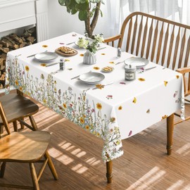 Horaldaily Fall Tablecloth 52×70 Inch Rectangular, Spring Autumn Harvest Flowers Table Cover for Party Picnic Dinner Decor