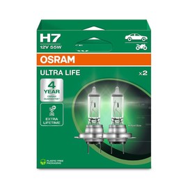 OSRAM ULTRA LIFE, H7, halogen headlight lamps, Hanging folding box (2 lamps), white