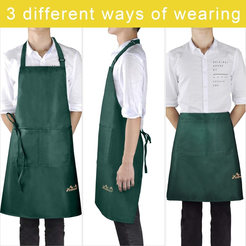 Viedouce 2-Pack of Waterproof Cooking Aprons with Pockets, Adjustable Kitchen