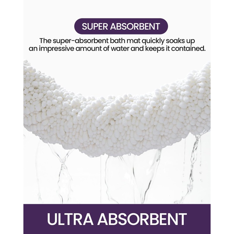 DEXI Bathroom Rug 16x24, Super Soft Thick Chenille Absorbent Bath