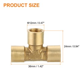 sourcing map Brass Tee Pipe Fitting, 1/8" x 1/8" x 1/8" NPT 3 Way T-Connector for Gas Transport Connect Pipelines, 5pcs