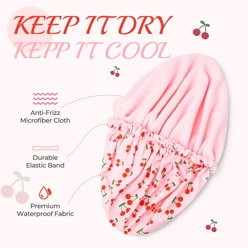 Shower Cap for Women Terry Lined Bath Cap Large Reusable