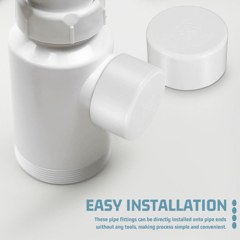 jojofuny2.5 Inch PVC Pipe End Cap Plug PVC Cap, 4pcs