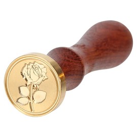 Tvoip Rose Flower Wax Seal Stamp Plant Leaf Stamp for Envelope Alphabet Stamps for Boy Girl Wedding Invitation Copper Head Wood Handle