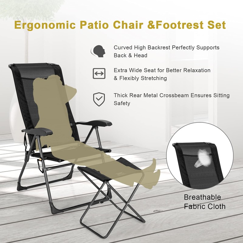 Giantex 4 Pcs Folding Patio Chairs Set 2 Pack Patio