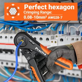 Preciva Ferrule Crimping Tool Kit, Hexagonal Ratchet Wire Crimp Pliers for AWG 28-7with 1250PCS Single & Twin Ferrules Connectors