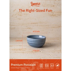 Sweese Ice Cream Bowls - 10 Oz Dessert Bowls Set of 6, Blue Ceramic Bowls for Kitchen, Snack Bowls for Cereal, Soup, Rice, Dishwasher & Microwave Safe, Multicolor, Cool Assorted Colors