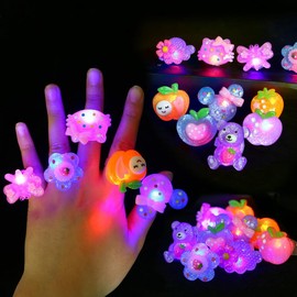 Bekftanm Sparkling Ring Toys, Pack of 50, Summer Festivals, Fireworks Festivals, Bon Dancing, Festivals, Favors, Acrylic, Transparent, LED Ring, Variety of Designs Available, For Children, Adults