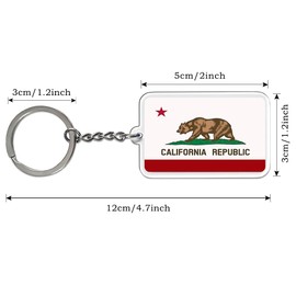 FHZJKJX 2 Pack California Flag Keychain Key Ring-(California)
