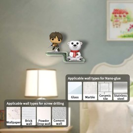 YODAR YODAR 5 Pack Clear Acrylic Organizers Shelves for Funko Pop Figures, Invisible Riser Display Shelf for Wall Storage Decor, Floating Display Ledge for Figures Stand Collection, Shining at night