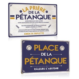 ZDFDC Set di 2 pezzi, misura A4 – Targa in metallo vintage Petanque accessorio per decorazione, motivo: bocce con citazione francese, motivo "Piazza della bocce", per sport da parete Deco