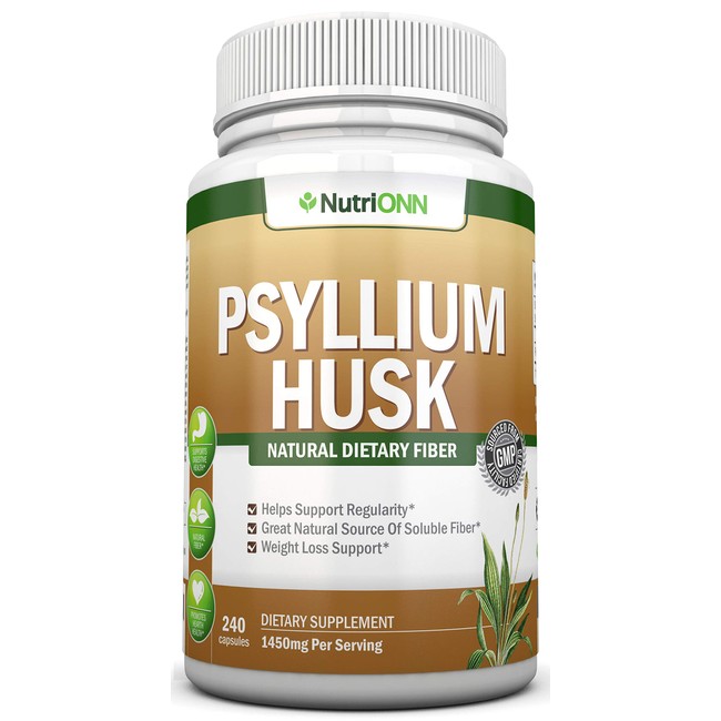 PSYLLIUM Husk Capsules - 1450mg Per Serving - 240 Capsules - Premium Psyllium Fiber Supplement - Great for Constipation, Digestion and Regularity - 100% Natural Soluble Fiber