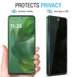 Anbzsign 2+2 Pack for Moto G Power (2025) Privacy Tempered Glass Screen Protector and Camera Lens Protector, Anti-Spy 9H Hardness Case Friendly Film for Moto G Power 5G (2025)