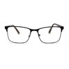 Mens Metal Half Rim Rectangular Reading Glasses Brown Tortoise +2.5