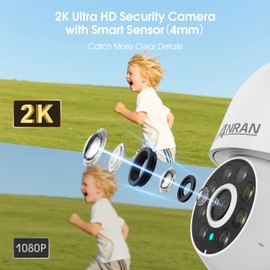 ANRAN 2026 Limited 2K Wireless Outdoor Security Camera, 5Ghz PTZ Home Security Camera with 360° View and Auto Motion Tracking,2.4G WiFi Dome Surveillance Camera,Spotlight Siren,Night Vision,Audio