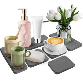 Absorbent Diatomite Coasters for Bathroom - Pack of 6 Water Absorbent Coasters, Diatomite Tray Coasters, Diatomite Soap Dish, Water Absorbent, for Hand Soap Cups, Soaps