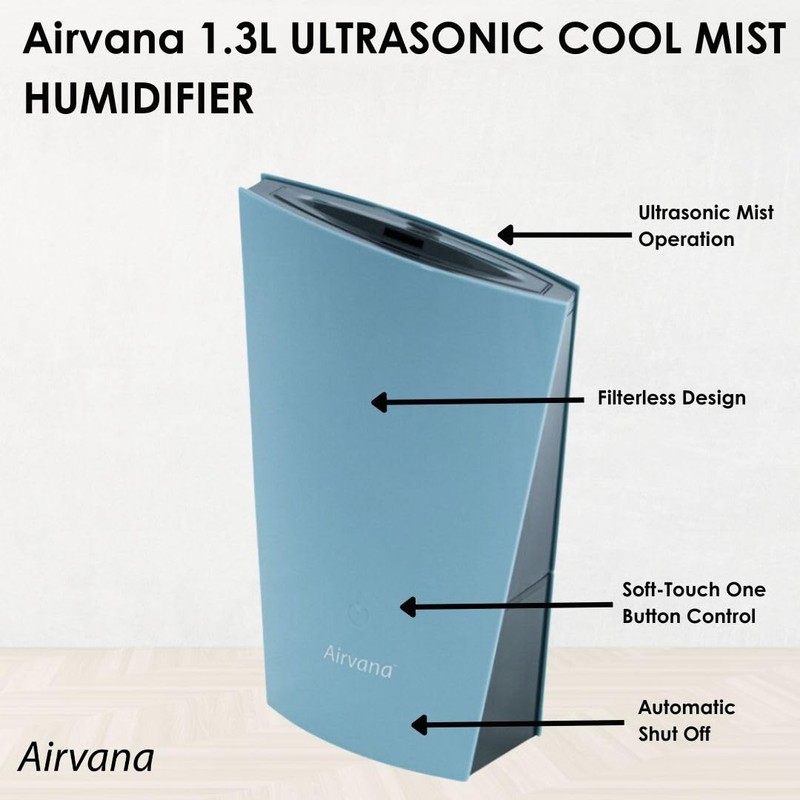 Airvana 1.3L Ultrasonic Cool Mist Humidifier, Black