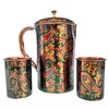 Rastogi Handicrafts Solid Copper Screen Printed Jug and 2 Tumblers
