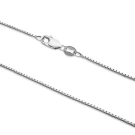 MONVAU 14K Real White Gold Box Link Chain 0.95mm Dainty White Gold Necklace For Women and Men with Lobster Clasp - 22"