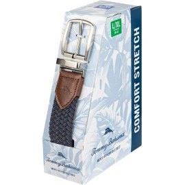 Tommy Men's Stretch Braided Reversible Leather Trim Belt-Size:L/XL (38-42)-Navy