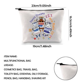 WCGXKO Nurse Gift ICU Nurse Gift Anesthesia Merchandise Sweet Dreams Are Made Of Zipper Pouch Makeup Bag (Sweet Dreams)