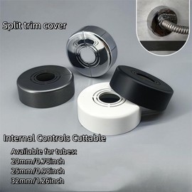 cuttable Wall Split Flange, Split ABS Lightweight Escutcheon Cover Plate,Chrome,for 21/26/33mm(0.8/1.0/1.2in) Copper, PEX Pipe (Black Tall 20)