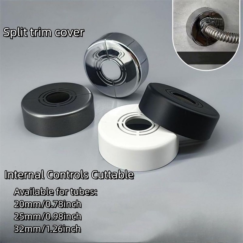 cuttable Wall Split Flange, Split ABS Lightweight Escutcheon Cover Plate,Chrome,for