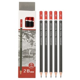 PATIKIL 2B Drawing Pencils for Sketching, 12PCS Sketch Pencils for Drawing Art Pencils Graphite Wood Pre-sharpened for Drawing Sketching Artists, 2B Pencils Black Red Rod